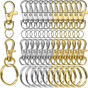 60 PCS Lobster Claw Clasps and Key Rings, Keychain Clips and Key Chain Rings, Keychain Making Kit, for Key Chains, Jewelry Making, Crafts, Gold & Silver