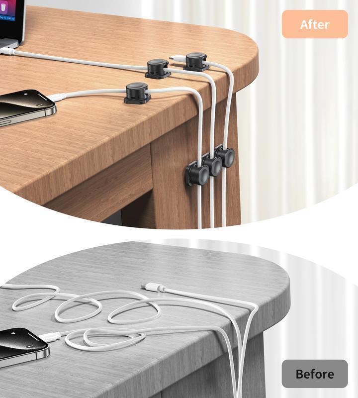 12 Counts/set Cable Management Holder, And Adjustable Cable, Adhesive Cord Holder Organizer, Suitable For Home Office Nightstand Organizing Rotating