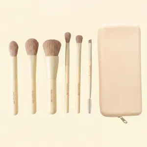 6-Piece Travel Makeup Brush Set, Essential Makeup Brushes for Quick Touch-Ups, Perfect for Daily Use, Must-Have for Outdoors