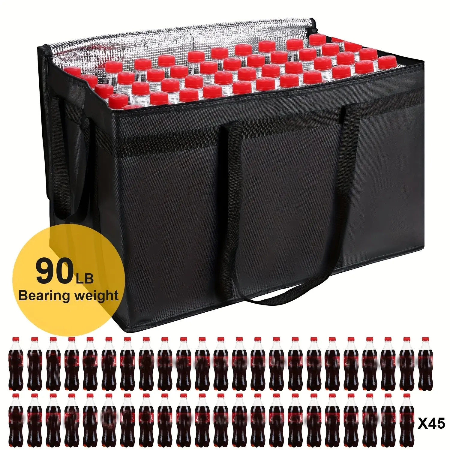 Large Capacity Reusable Foldable Insulated Food Bag, Ideal for Pizza Delivery, Keeps Food Hot or Cold, Perfect for Shopping, Insulation Transport Bag