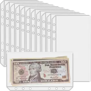 12 count A6 Binder Pockets with No Zippers, Zipless Budget Envelopes for the  System, A6 Binder Pouch for 6 Ring Binder,  Folder Organizer, Clear PVC Savings Challenges Envelopes, 12 count.