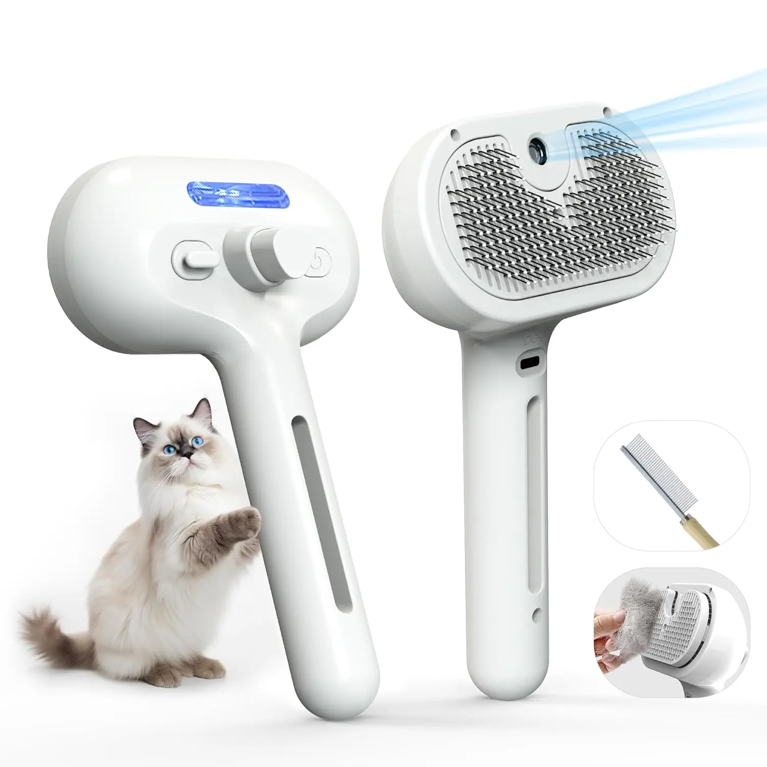 Moisturizing Electronic Mist Spray Pet Grooming Brush Comb - Gentle Deshedding Brush for Cats & Dogs, Soft Bristles Reduce Shedding, Promotes Healthy Coat, Includes Mist Function Beauty/Hair Care Tool