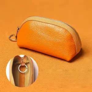 Leather Zero Wallet, Spring-Loaded Opening, Portable Travel Mini Makeup Bag, Lipstick Storage Case, Women's Compact Organizer