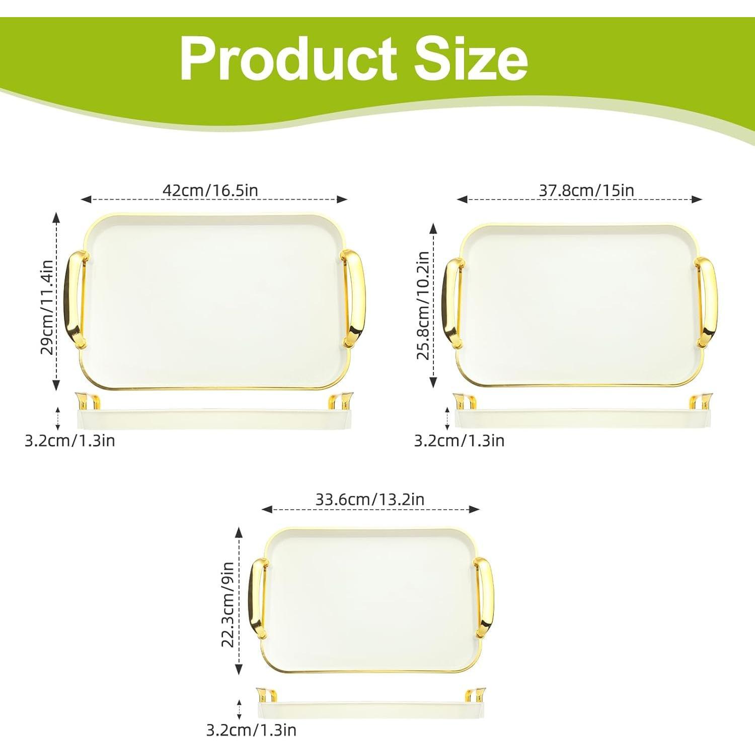 3 Pack Serving Tray with Handles, Stackable  Trays for Serving , Plastic Serving Platters for Party, Charcuterie, Fruit, Appetizer, Cream