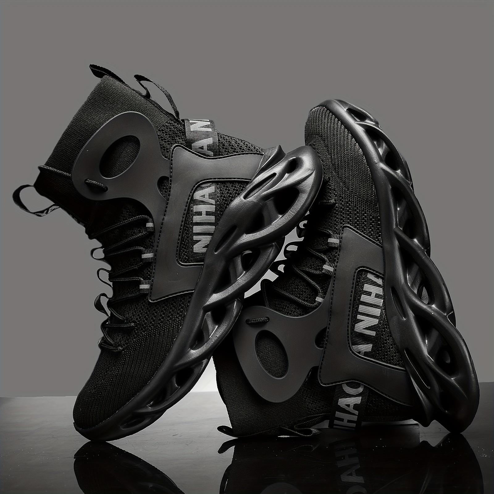 Men's Top Shock Absorption Type Shoes, Breathable Lace Up Non-Shoes Jogging Walking