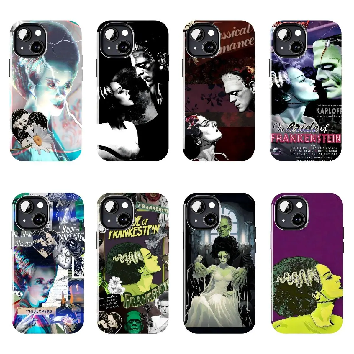 Bride of Frankenstein Gothic Horror Movie Phone Case Classic Monster Film Aesthetic Compatible with iPhone 11–17 Pro Max/Plus Series and Samsung Galaxy S23–S25 Series