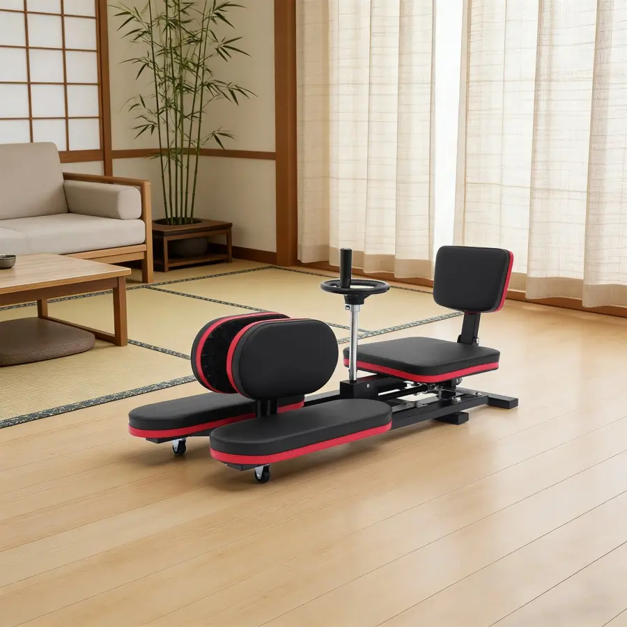 Black Red Leg Stretcher Split Machine Home Gym Dance Studio Yoga Martial Arts Flexibility Trainer Portable Leg Stretching Training Fitness for Beginners Adults