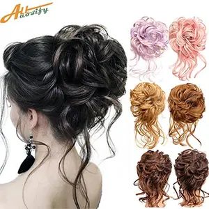 Synthetic Wig Chignon Hair Bun Women's Natural Curly Messy  With Rubber Band Hairpieces Extensions Pink Red Black
