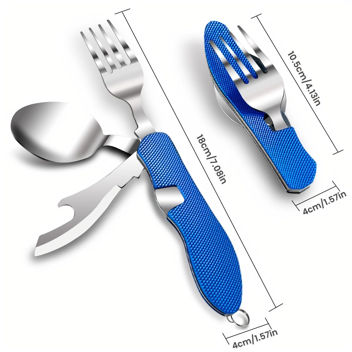 1Count Outdoor Companion - Detachable Folding Multifunctional Camping Knife Fork and Spoon Combination - Convenient Portable and Durable Tableware for Camping Hiking and Backpacking
