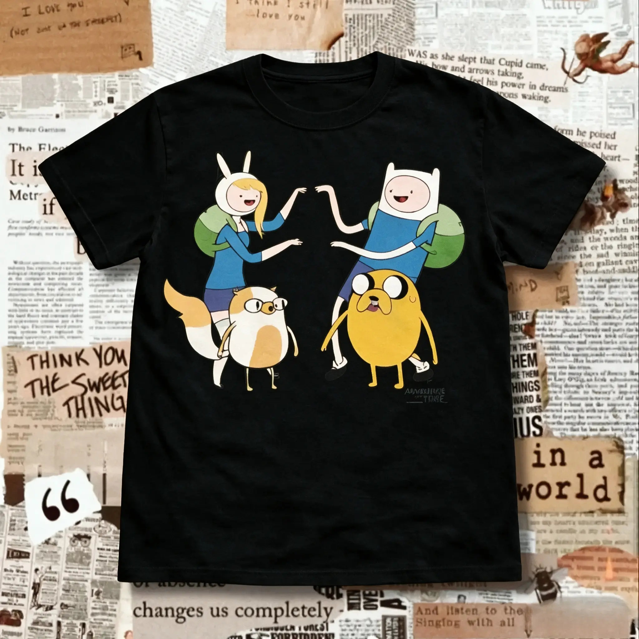 Finn Jake Fionna Cake Cartoon Characters Print Casual Tops