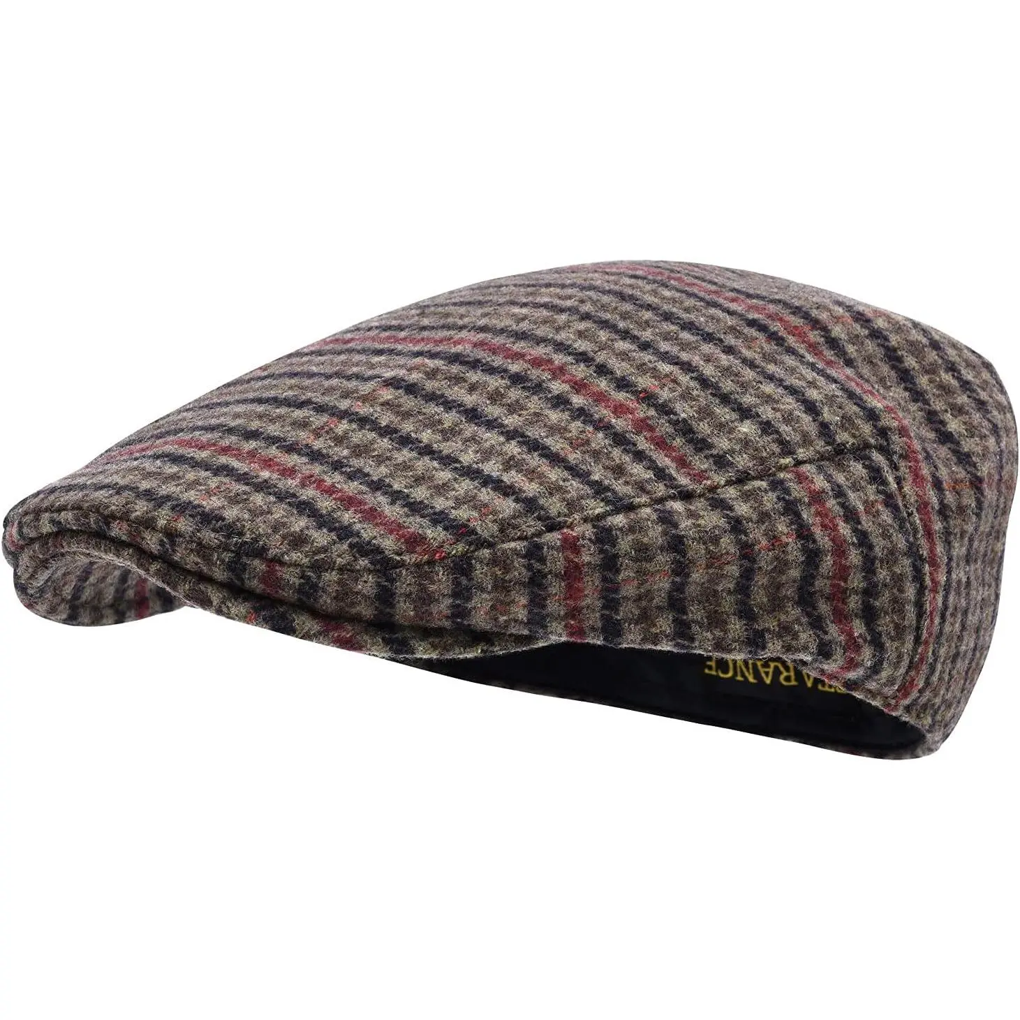 Men's Wool Blend Newsboy Cap/Ivy Tweed Flat Cap (Houndstooth Coffee Color, Size 7 1/2)