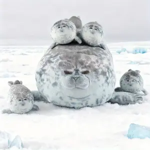 Mom & Baby Blob Seal Plush Set, 1 Mommy Seal with 4 Baby Seals, Soft Spotted Seal Stuffed Animal Pillow, Cute Ocean Family Plush Toy Gift