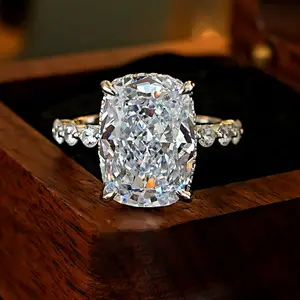 Long Cushion Ice-Cut Simulated Carbon Diamond Open Ring, Luxurious & Minimalist Index Finger Ring, Ideal Gift