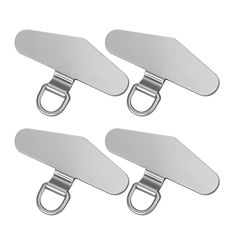 4-Piece Stainless Steel Phone Lanyard Connectors, Metal Phone Strap Clips, Universal Smartphone Compatible, Smooth Surface, Thin 0.3mm, Cell Phone Charms, Cellphone Accessories