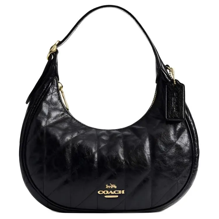 COACH Emily 23 Quilted Leather Crossbody Bag for Women, Medium Size, Black
