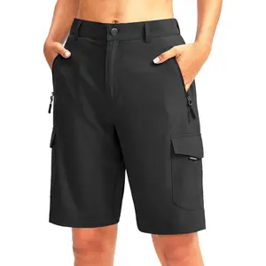 Women's 10" Hiking Golf Long Shorts with 5 Pockets Knee Length Lightweight Quick Dry Cargo Bermuda Shorts for Women(Gift)