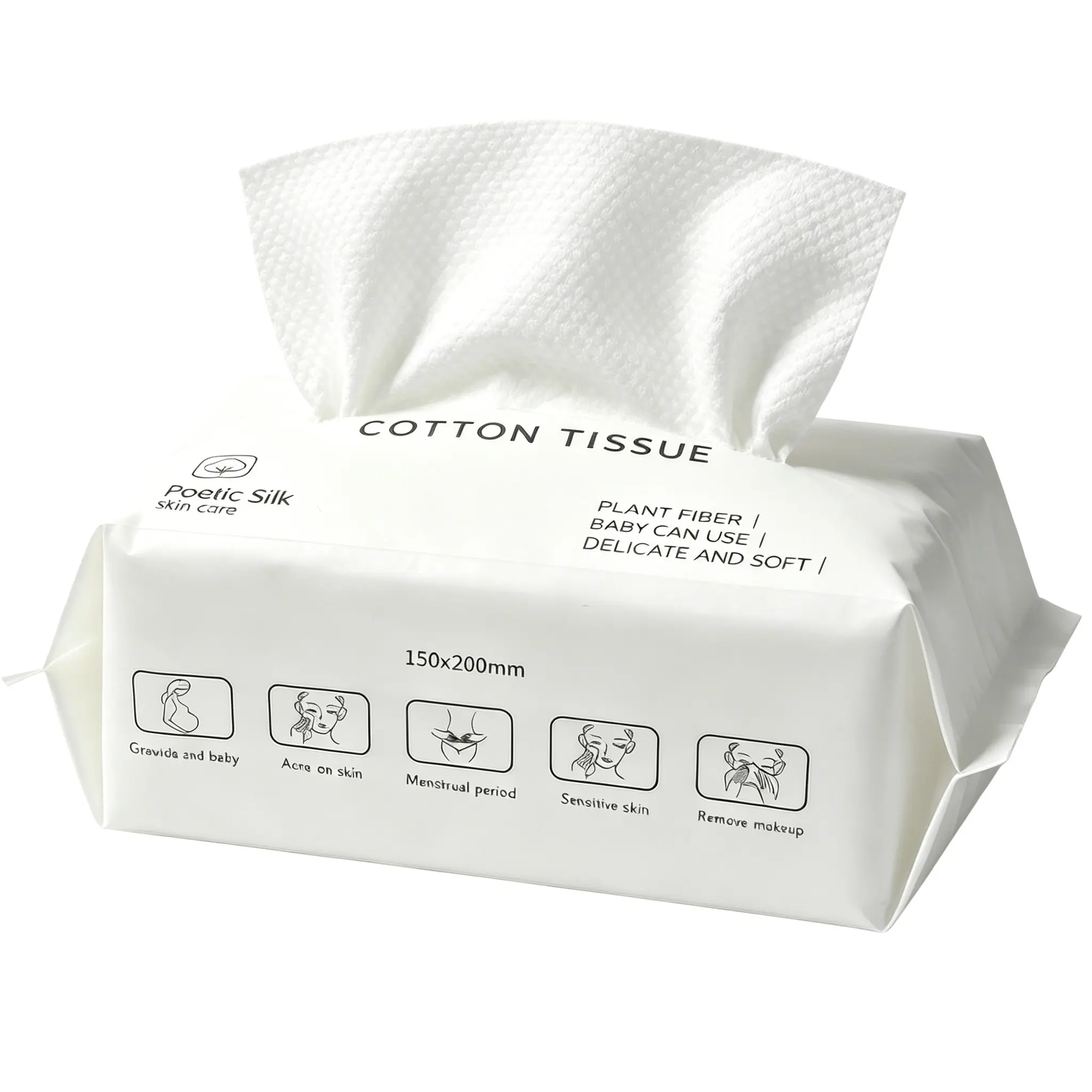 Face Towels, Disposable Biodegradable Facial Towels for Sensitive Skin, Lint- free Face Wipes for Washing Face, Skincare and Makeup Remover, Dry Wipes, Plant Based Tissue, 1/2/4 Packs
