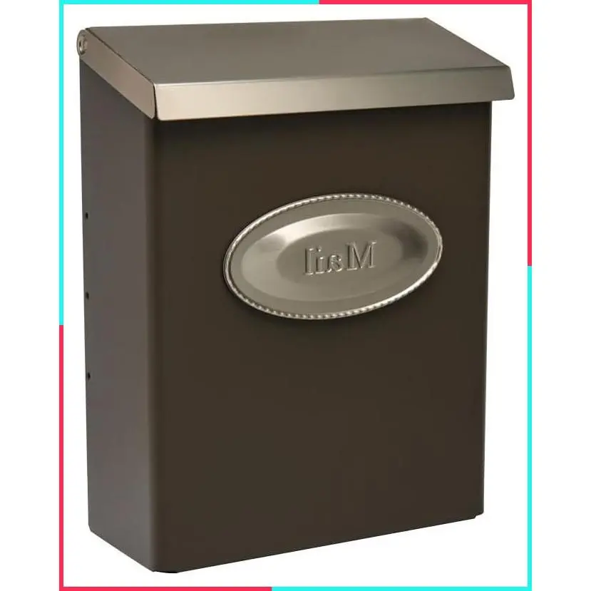 Weather-Resistant Galvanized Steel Wall-Mount Locking Mailbox with Concealed Key Drop Box, Venetian Bronze, Medium