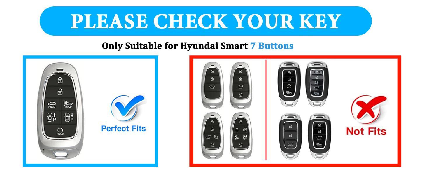 For Hyundai Key fob Cover Fit for 7 Buttons 2023 2022 2021 2020 Hyundai Sonata Santa fe Tucson TPU Key Fob Case Protector