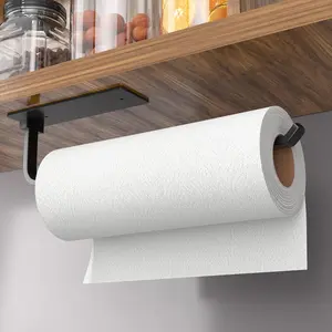 Paper Towel Holder - Self-Adhesive or Drilling, Matte Black, Upgraded  Kitchen Roll Dispenser Under Cabinet,  but Stronger Than Stainless Steel!