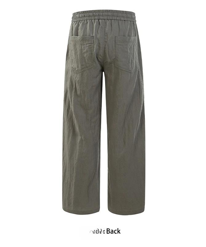 Kyn Apparel 2026 Spring Summer New Thin Lyocell Breathable Linen Straight Pants for Men Clothing Comfort Drawstring Male Trousers