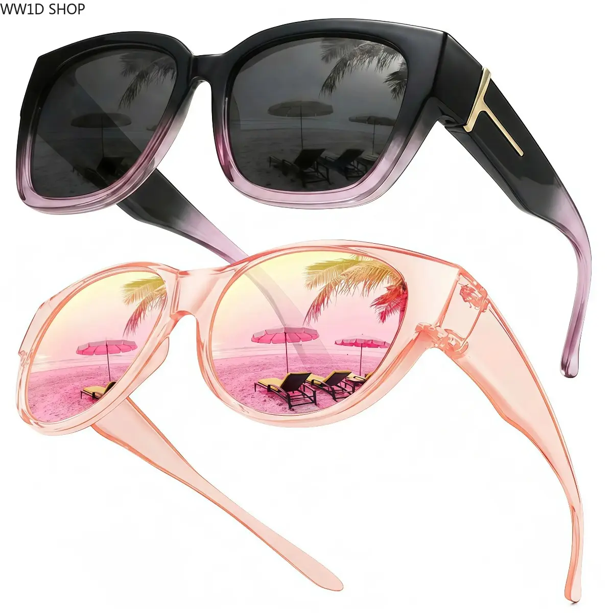 EUNOIALENS Women's Unisex Oversized Square Polarized Fit-Over Sunglasses - UV400 Protection, T-Zone Temple Detail, Fashionable Wrap-Around Design for Driving, Daily Wear