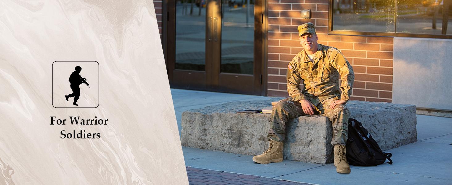 FREE SOLDIER Men's Work Tactical Boots 8 Inches Lightweight Combat Boots Durable Suede Leather Military Boot Desert Boot