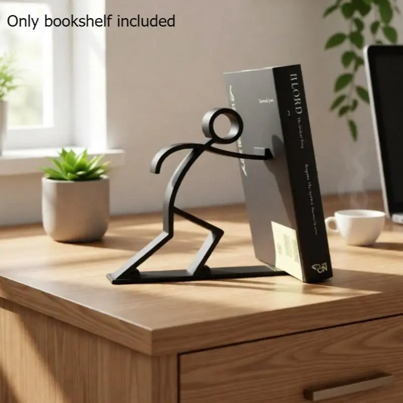 Creative Stick Figure Bookends, Simple Decorative Book Holder, Unique Home Office Accessory, Stylish Shelf Organizer, Book Accessories, Desk Gadgets, 1 Piece Set