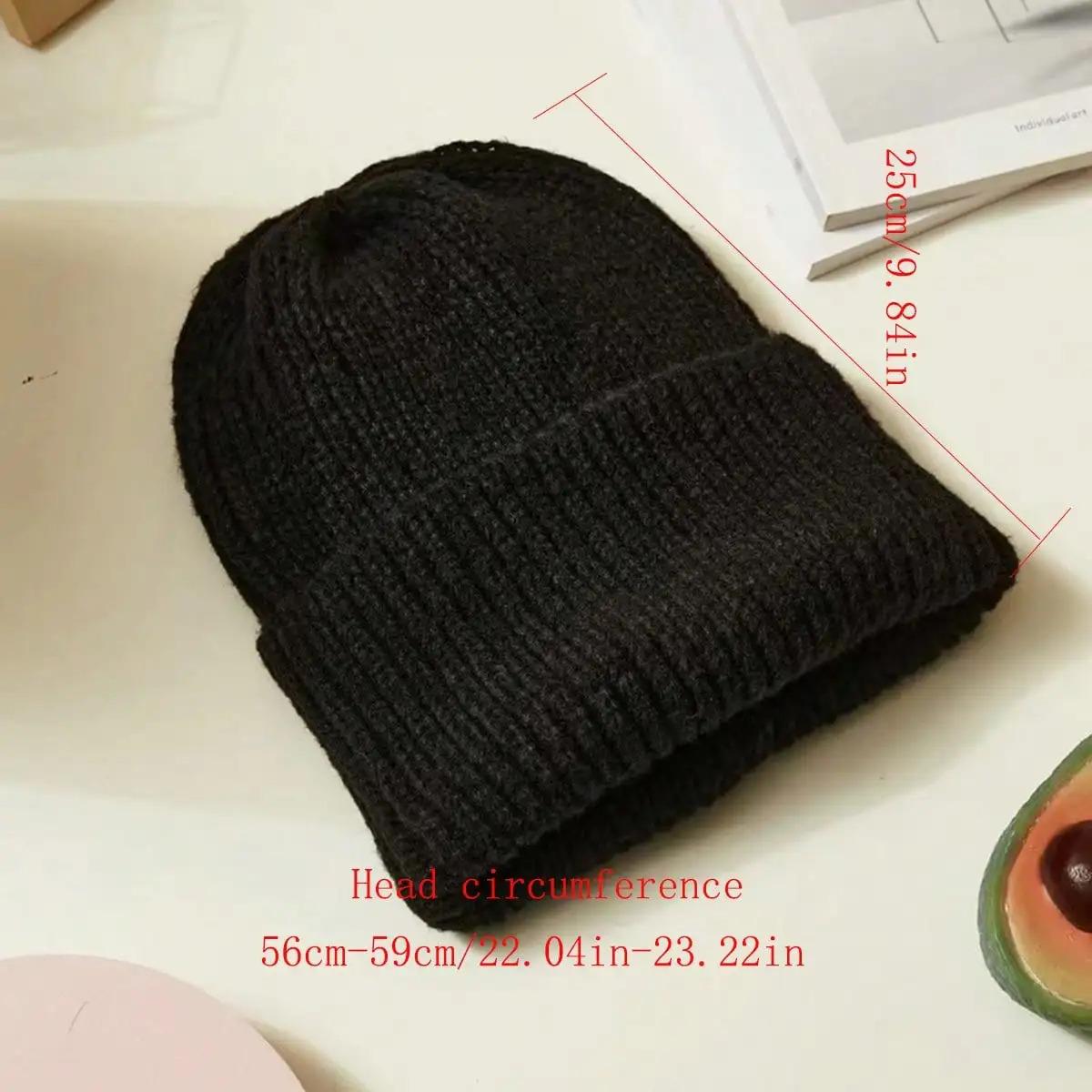 Women Style Solid Color Thick Knit Pile Hat, Knitted Hat for Fall and Winter, Warm and Ear Protection, Loose and Casual Cold Hat
