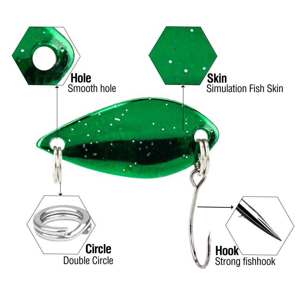 Sinking Metal Spoon Jigging Lures, 10 Colors Artificial Fishing Lure, Hard Fishing Bait for Trout Bass, Fishing Accessories