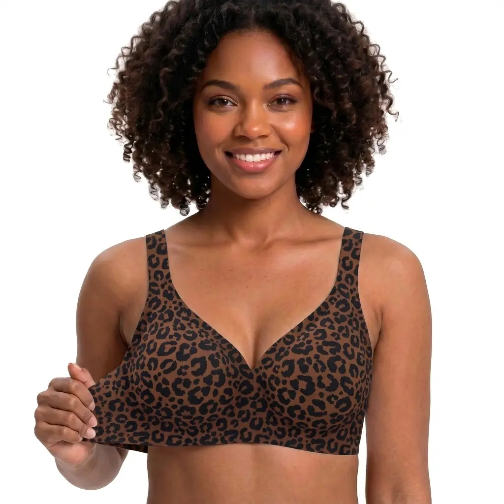 Solagirls Jelly Bras Polka Dots Deep V Seamless Bras Wireless Everyday T-shirt Bra Plunge with Wide Straps Comfort & Sexy lingerie