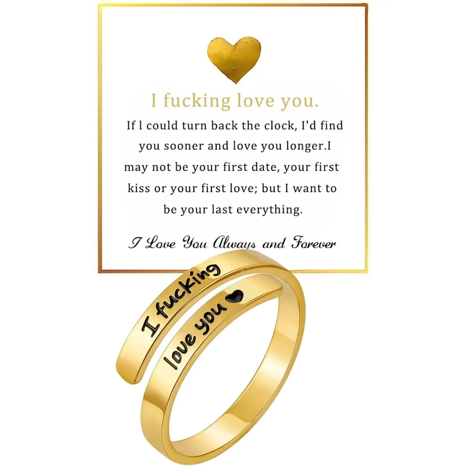 I F cking Love You Ring For Women, Hope Rings Adjustable Stainless Steel  Promise
