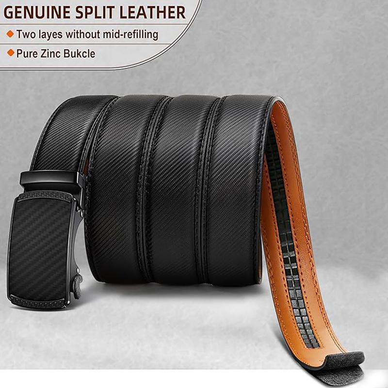 KZZ Mens Belt Leather Ratchet Easy Release Belt Dress and Casual Adjustable Belts for Men's Wear Gift Fathers Gift christmas gifts for him Tailored Fit Anniversaries