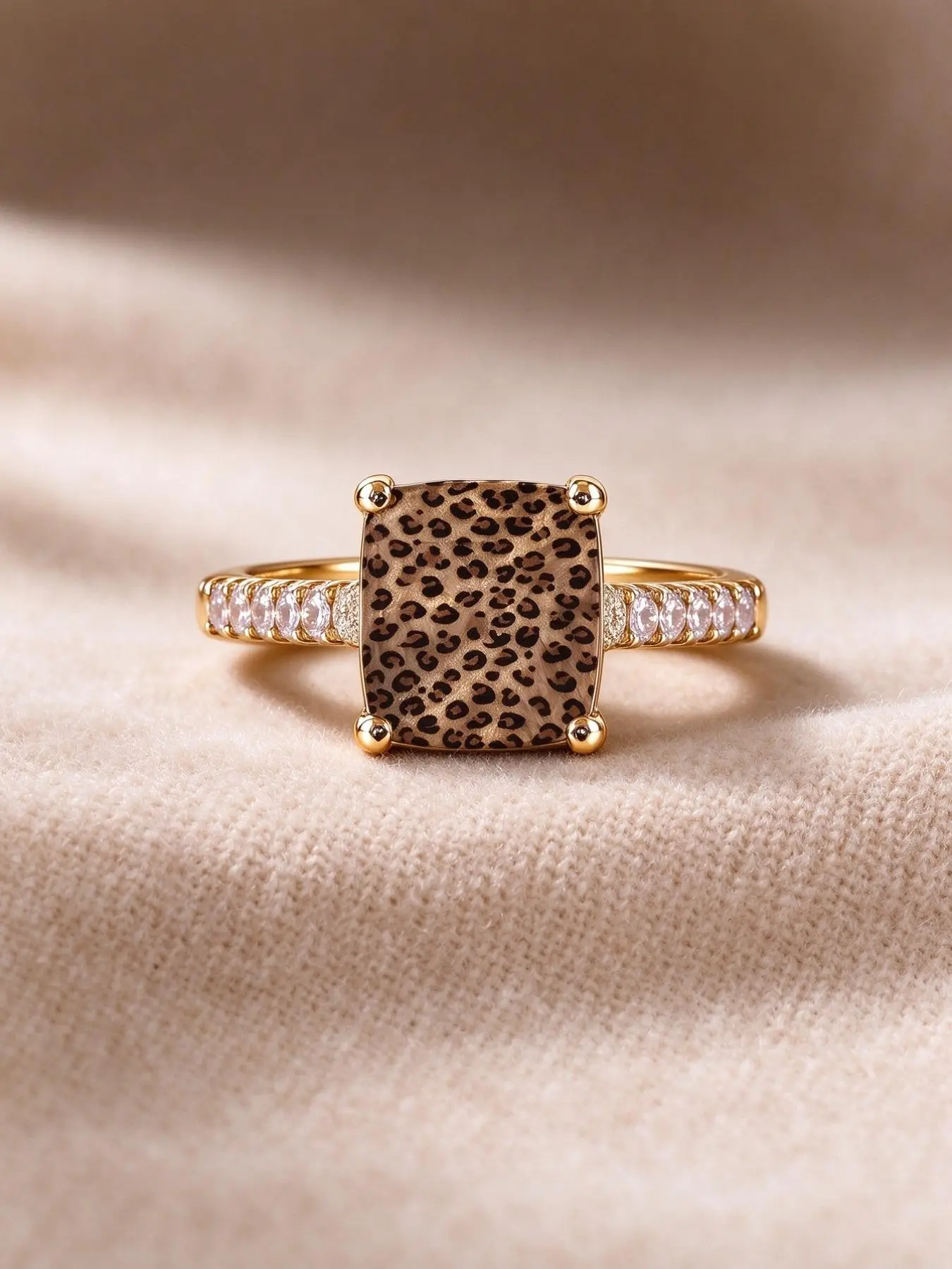 Women's Vintage Leopard Print Ring, Millennial European Style Elegant Casual Ring, Party Jewelry, Fashion Gift for Holidays