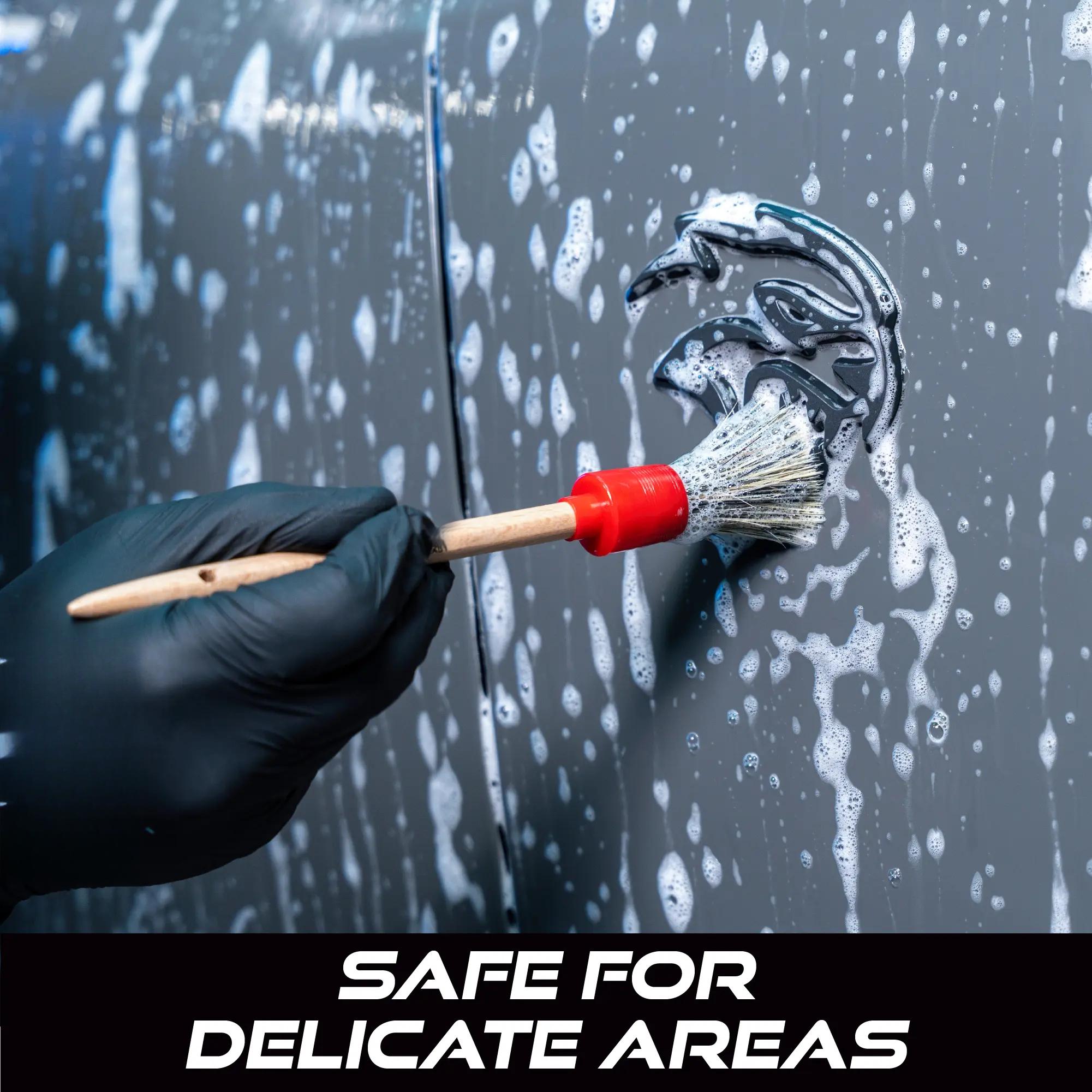 Car Detailing Brush Set for Car Cleaning Kit, Super-Soft Bristles for Exterior Detail, Includes Small, Medium, and Large Diameter Brush Heads, 3 Pack, Red