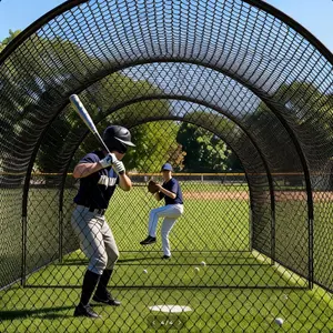 33FT Baseball Batting Cage, Heavy Duty Baseball Training Net Cage with Frame & Net, 12.7mm Fiberglass Poles Full Surround Netting, Portable Practice Cage for Hitting Pitching Softball Golf, Backyard Field Outdoor Sports Training Equipment