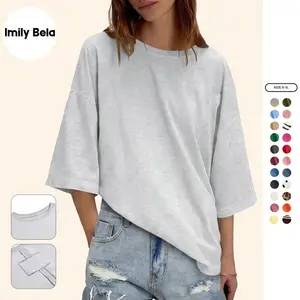 Imily Bela Womens 2026 New Summer Style Oversized Half Sleeve T Shirts Casual Crew Neck Tunic Tops Loose Fit Boxy Basic Tees