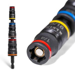 Klein Tools 32933 Klein Tools 32933 Impact Driver, SAE 7-in-1 Impact Rated Socket Set, 3 Flip Sockets with 6 Hex Driver Sizes and 1/4-Inch Bit Holder, 5-Inch Shaft