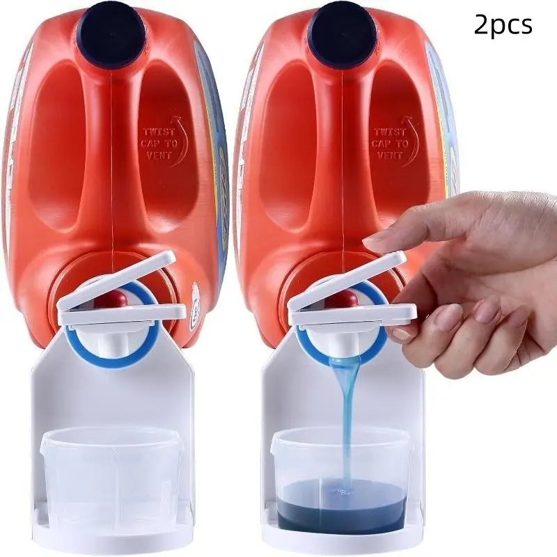 Double Pack Laundry Detergent Dispenser Cup Holder with Effort-Saving Press Nozzle, Soap Dispenser, Anti-Drip Design, Suitable for Laundry Room Storage and Organization