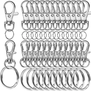 60 PCS Swivel Snap Hooks and Key Rings, Keychain Clips and Key Chain Rings, Metal Split Rings, Keychain Making Kit, for Key, Key Chains, Jewelry Making, Crafts, Silver