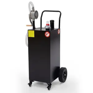 40-Gallon Portable Fuel Caddy with Manual Rotary Pump, 4-Wheel Push Cart, Black