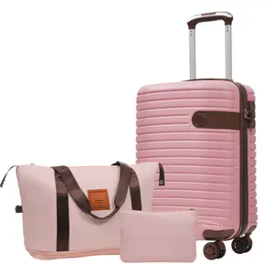 Luggage Sets 3 Piece Carry on Luggage 22x14x9 Airline Approved, Lightweight Hardshell ABS Suitcases with Wheels, 20 Inch, Pink