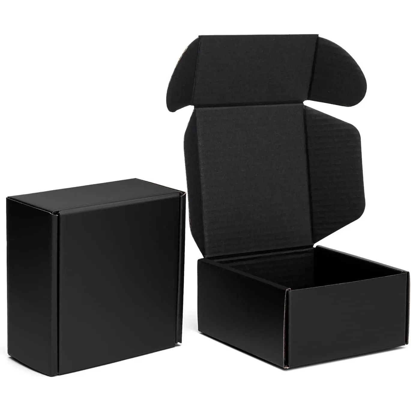 4x4x2" Black Shipping Boxes - Corrugated Cardboard Mailing Box Packaging for Small Business - Tab Locking Literature Mailer Flat Empty  Packing Supplies 24 Pack