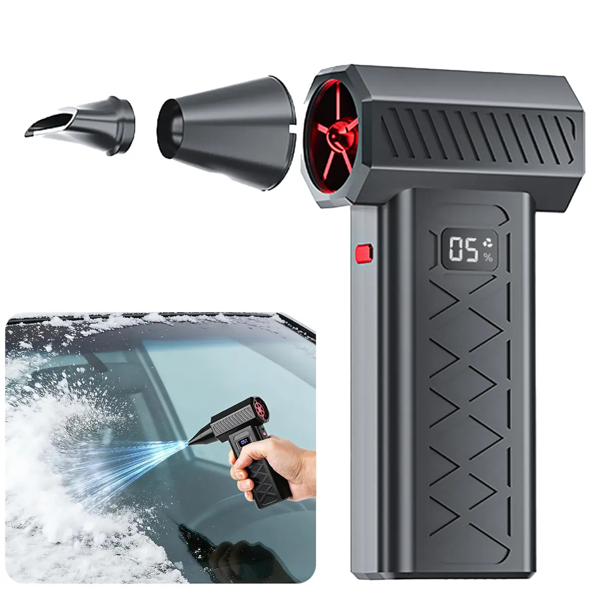 Snow Master Pro LED Compact Blower Tool, 130000 RPM Portable Dual-Mode Device for Vehicle Care Snow Removal & Home Cleaning