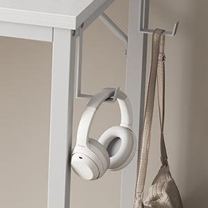 Small White Desk for Small Spaces, 32 Inch Kids Girls Study Writing Desks for Bedroom, Simple Modern Laptop PC Little Side Table with Storage Bag Headphone Hook