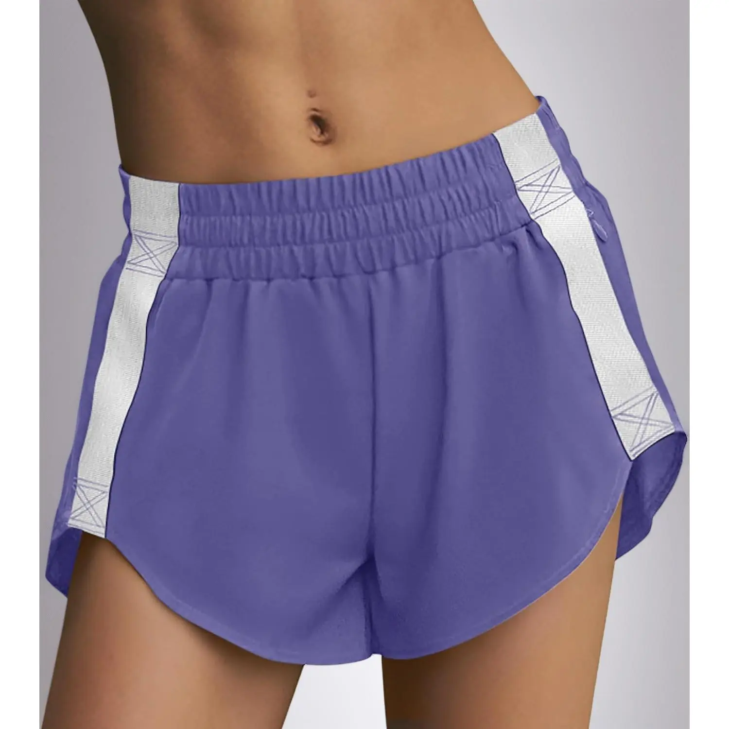 Womens Running Shorts Contrast Color Biker Athletic Workout Summer Gym Shorts Quick Dry with Zip Pocket