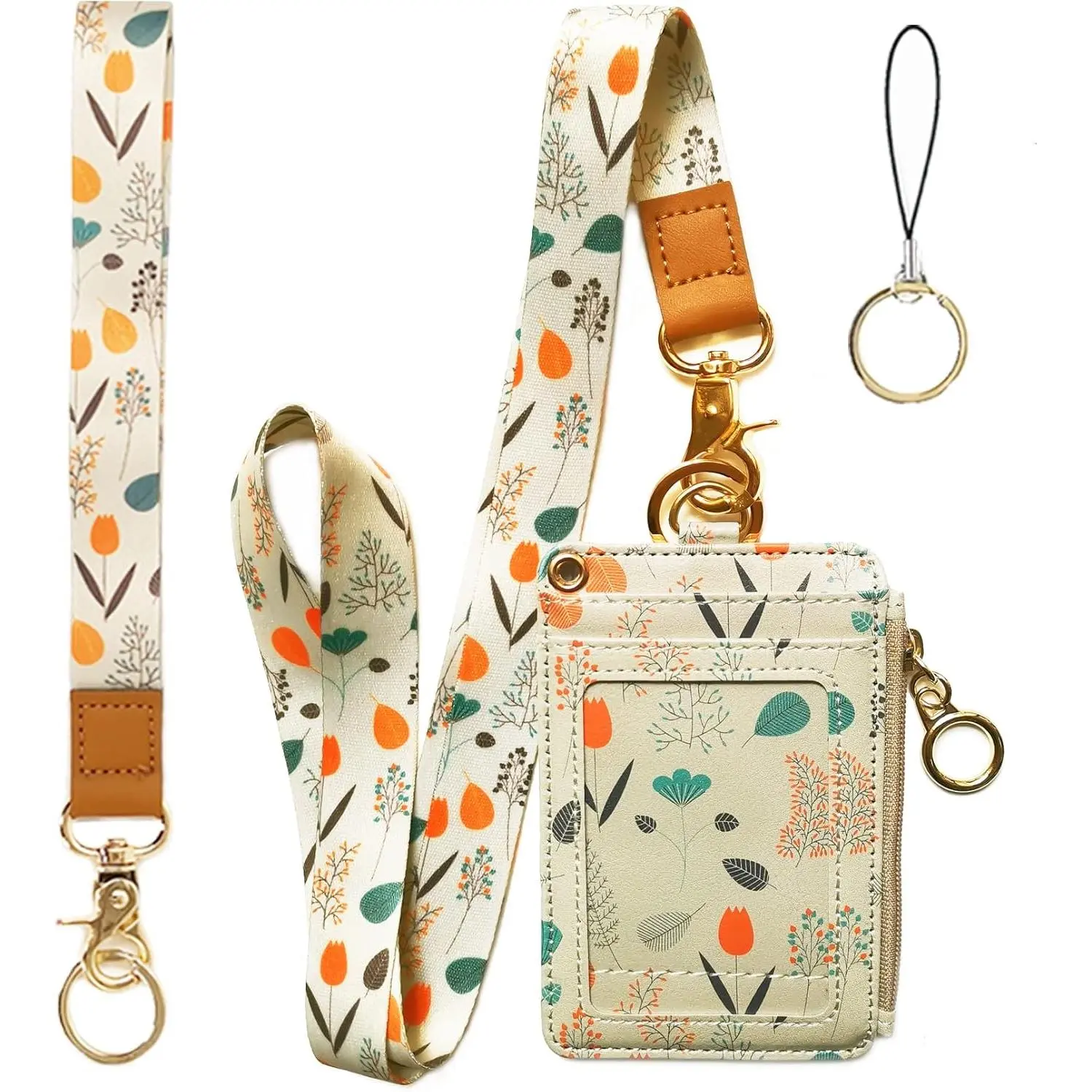 Wallet Lanyard for id Badges,Lanyard Wallet for Women,Fashion Badge Holder with Zipper