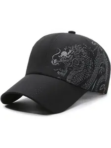 New Traditional Style Print Quick-Dry Baseball Cap, Outdoor Breathable Mesh Visor, Sporty Versatile Casual Hat for Men and Women