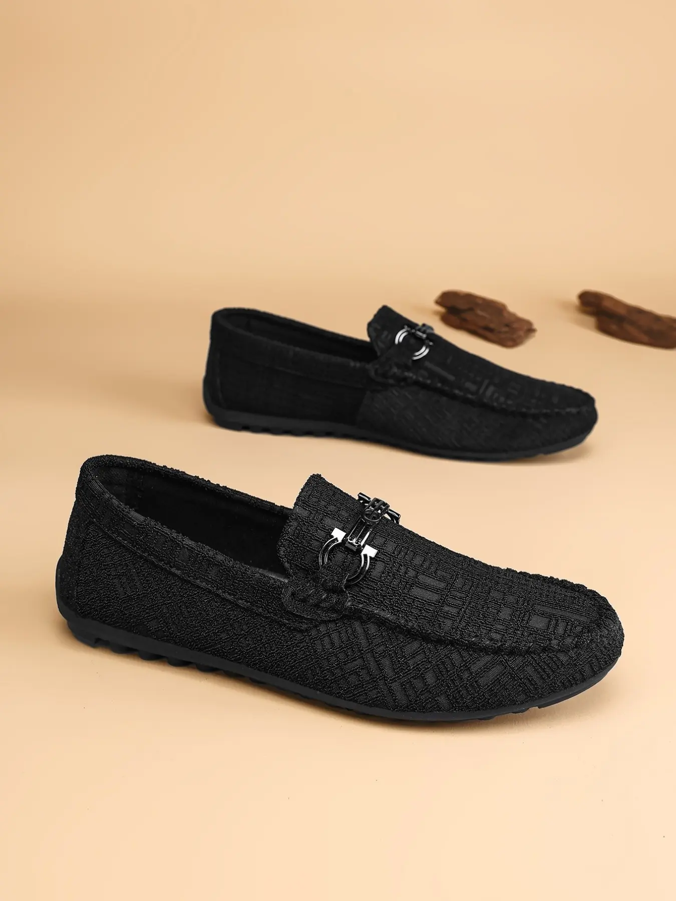 Men's Leather Slip-On Shoes, Breathable Round Toe, Wide Fit, Rubber Sole, All Seasons, Business Casual, Comfortable & Durable