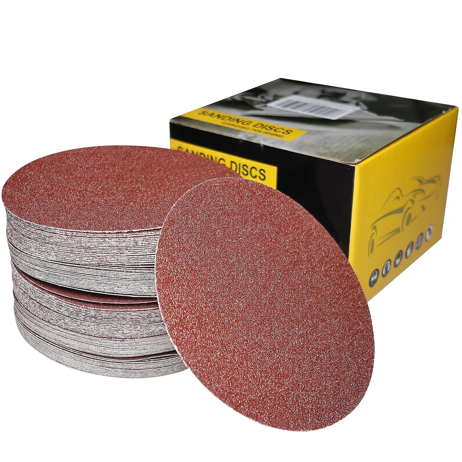 100-Pack Adhesive Aluminum Oxide 6-Inch PSA Sanding Discs with Peel Tab - 20 Each of 5 Grits, Power Tool Accessories for Metal, Wood Surface Prep